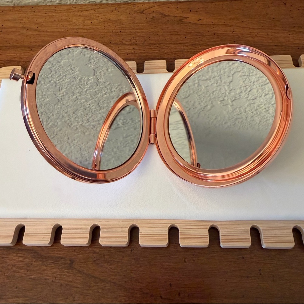 Rose Gold Compact Mirror, Crystal Accents, NWOT - Picture 2 of 3